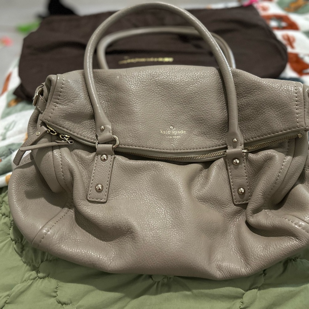 Kate Spade Gray Leather Tote Bag